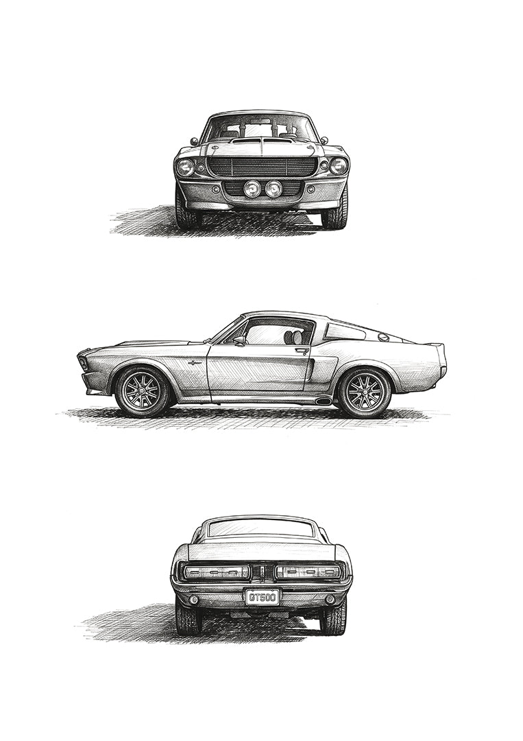 Classic Cars 03 — Ford Mustang GT500 | Fine Art Print | Instant Digital Download